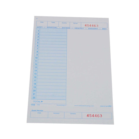 National Checking Company Guest Check Board - 1 Part Blue, 22 Line, 5 x 8.5 inch -- 2000 per case.