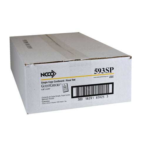 National Checking Company Guest Check Board - 1 Part Rose, 16/32 Line, 4.25 x 8.75 inch -- 2000 per case.