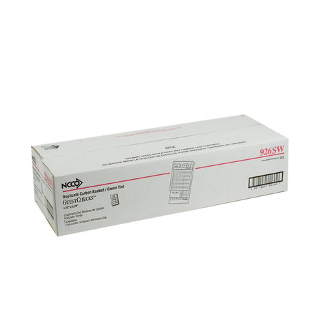 National Checking Company Carbon Backed Guest Check Board - 2 Part Green, 15 Line, 4.20 x 8.25 inch -- 2500 per case.