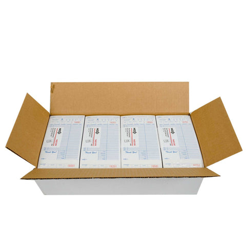 National Checking Company Carbonless Guest Check Board - 2 Part Blue, 16 Line, 4.20 x 7.75 inch -- 2000 per case.
