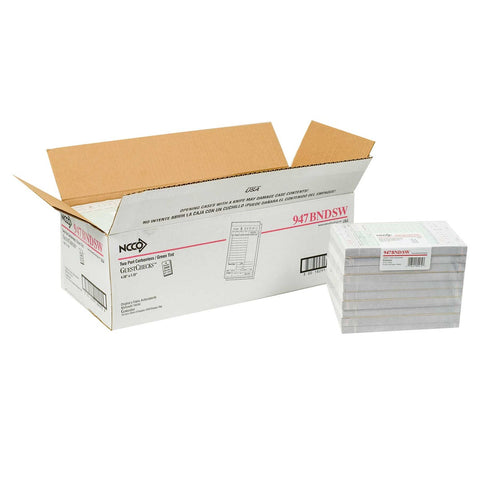 National Checking Company Carbonless Guest Check Board - 2 Part Green, 11 Line, 4.20 x 7.25 inch -- 2000 per case.