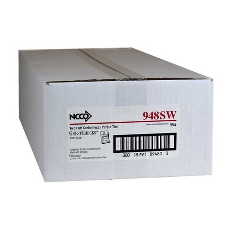National Checking Company Carbonless Guest Check Board - 2 Part Purple, 16/32 Line, 4.20 x 9.75 inch -- 2500 per case.