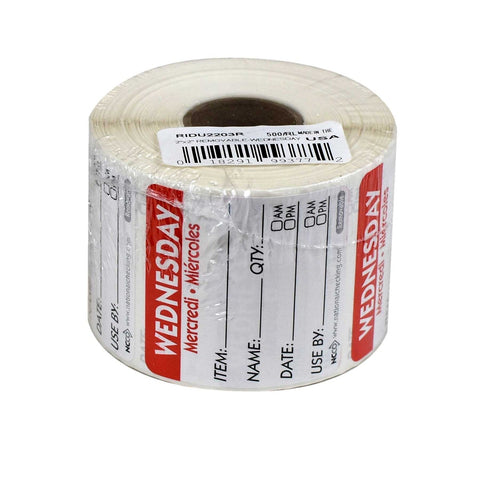 National Checking DateIt Item Date Use By Wednesday Removable Label, 500 count per roll -- 18 rolls per case.