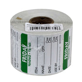 National Checking Friday Item Date Use By Removable Trilingual Label, 2 x 2 inch 500 labels per roll -- 18 rolls per case.