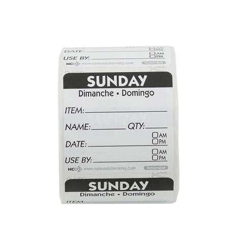 National Checking DateIt Item Date Use By Sunday Removable Label, 500 count per roll -- 18 rolls per case.