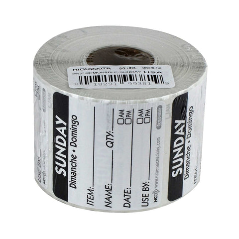 National Checking DateIt Item Date Use By Sunday Removable Label, 500 count per roll -- 18 rolls per case.
