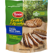 Tyson Fully Cooked Boneless Skinless Chicken Breast Strips with Seasoned Rib Meat , 1.375 Pound -- 8 per case.