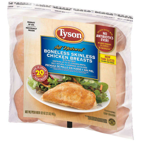 Tyson Boneless Skinless Chicken Breast, 2 Pound -- 8 per case