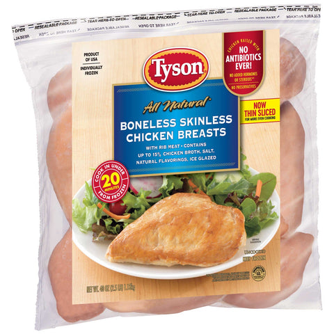 Tyson Boneless Skinless Chicken Breasts, 2.5 Pound -- 12 per case
