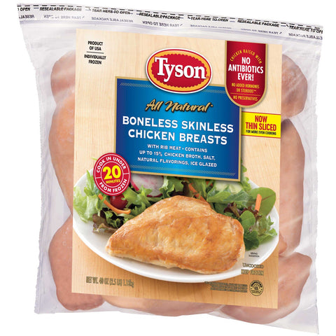 Tyson Boneless Skinless Chicken Breasts, 2.5 Pound -- 12 per case