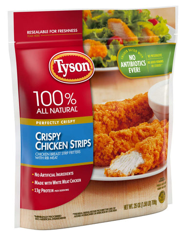 Tyson Fully Cooked Crispy Chicken Breast Strip Fritters with Rib Meat, 1.562 Pound -- 12 per case
