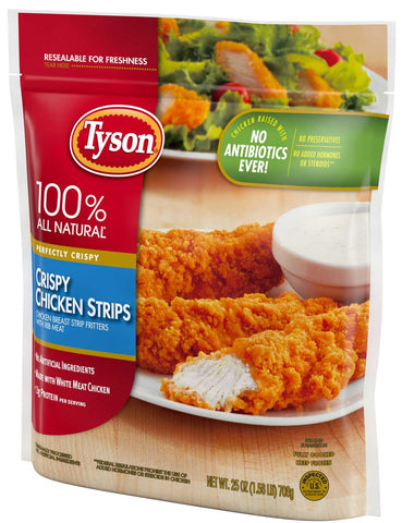 Tyson Fully Cooked Crispy Chicken Breast Strip Fritters with Rib Meat, 1.562 Pound -- 12 per case