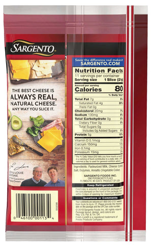 Sargento Sliced Sharp Cheddar Cheese, 8 Ounce -- 12 per case