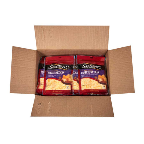 Sargento Four Cheese Mexican Blend Shredded Cheese, 8 Ounce -- 12 per case.