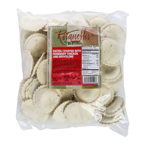 Windsor Rotanelli by Bernardi Rosemary Chicken with Provolone Jumbo Round Ravioli, 3.75 Pound -- 2 per case.