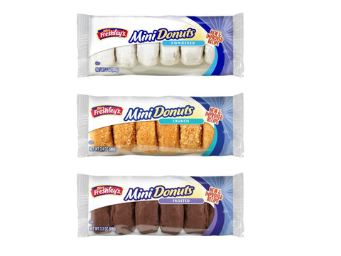 Mrs Freshleys Variety Mini Donuts, 6 Donuts per Pack -- 72 per case