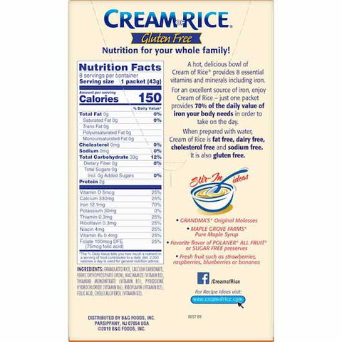 Cream of Rice Instant Hot Cereal, 12 Ounce -- 12 per case.