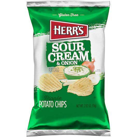 Herr Foods Sour Cream and Onion Potato Chips, 2.5 Ounce -- 12 per case