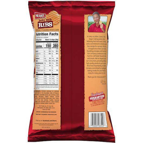 Herr Foods Baby Back Rib Potato Chips, 2.5 Ounce -- 12 per case