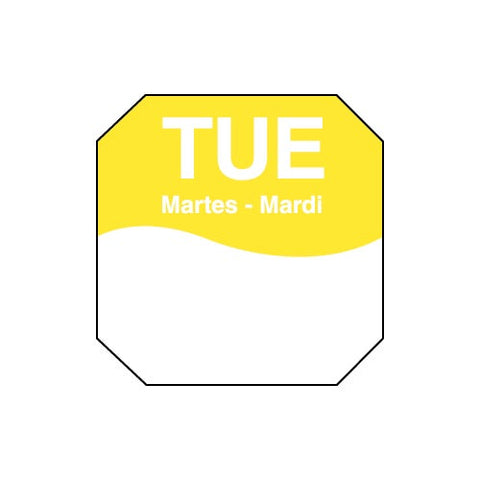 Daymark 1 inch Octagon Tuesday Day of The Week Label, 1000 count per pack -- 12 per case