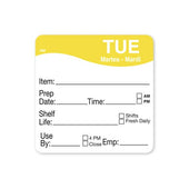 Daymark DissolveMark Shelf Life Day of the Week Label - Tuesday, 2 x 2 inch -- 12 rolls per case.