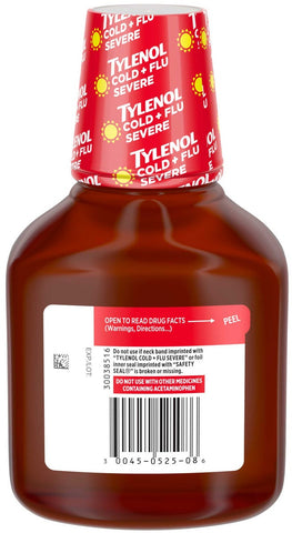 Tylenol Cold plus Flu Severe Warming Honey Lemon Liquid, 8 Fluid Ounce -- 24 per case
