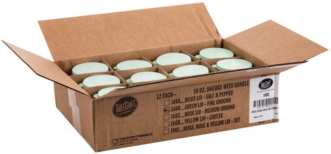 Tablecraft Fine Ground Dredge Shaker with Green Lid -- 12 per case