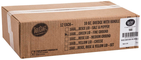 Tablecraft Fine Ground Dredge Shaker with Green Lid -- 12 per case