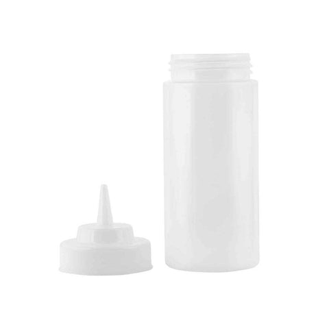 Tablecraft LDPE Clear 63MM Widemouth Cone Tip Squeeze Bottle with Natural Polypropylene Top, 16 Ounce -- 12 per case