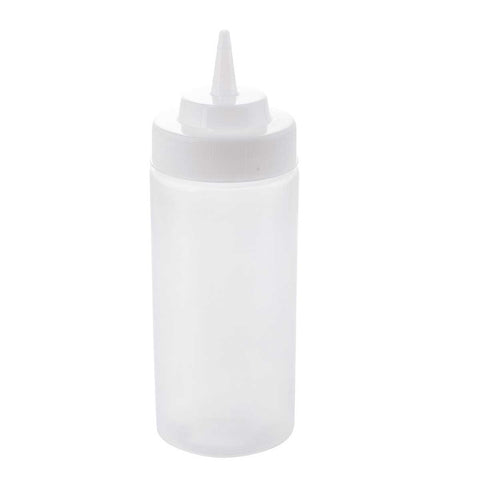 Tablecraft LDPE Clear 63MM Widemouth Cone Tip Squeeze Bottle with Natural Polypropylene Top, 16 Ounce -- 12 per case