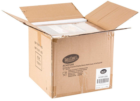 Tablecraft Acacia Bark Lined Rectangular Display Board, 12 x 8 x 0.75 inch -- 12 per case