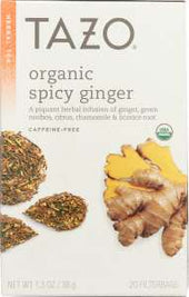 Tazo Organic Spicy Ginger Tea, 20 tea bags per pack -- 6 per case