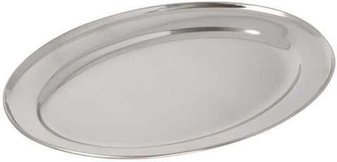 Winco Heavy Stainless Steel Oval Platter, 14 x 8 3/4 inch -- 10 per case