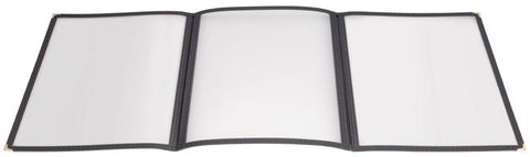Winco Black Triple Fold Panel Menu Cover -- 25 per case