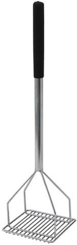 Winco Square Potato Masher with Chrome Plated Wooden Handle, 5.25 x 24 inch -- 12 per case