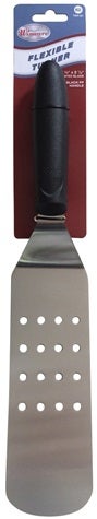 Winco Perforated Flexible Offset Turner with Polypropylene Black Handle, 8 1/4 x 2 7/8 inch Blade