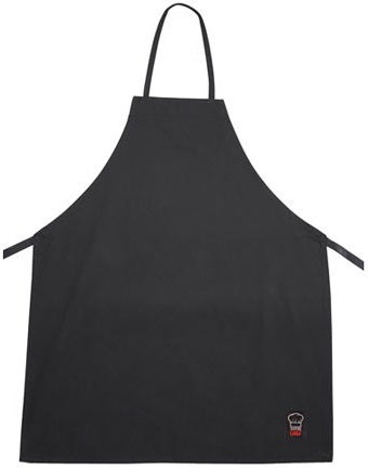Winco Black Full-Length Bib Apron without Pockets, 33 x 26 inch -- 12 per case