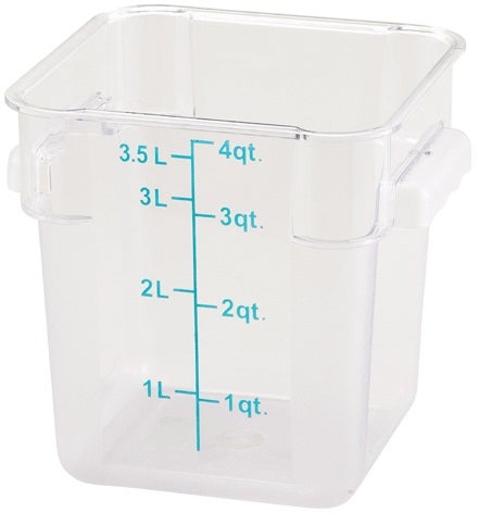 Winco Polycarbonate Clear Square Storage Container, 4 Quart -- 12 per case