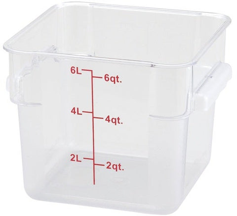 Winco Polycarbonate Clear Square Storage Container, 6 Quart -- 12 per case