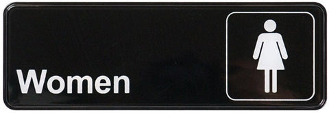 Winco Black Women Information Sign, 9 x 3 inch -- 12 per case