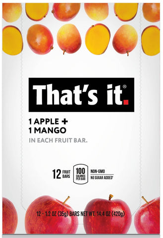 Thats It Apple Plus Mango Individually Wrapped Fruit Bar, 1.2 Ounce -- 72 per case.