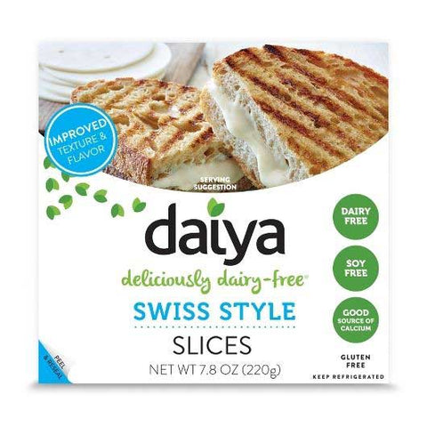 Daiya Plant Based Swiss Style Cheese Slice, 7.8 Ounce -- 8 per case