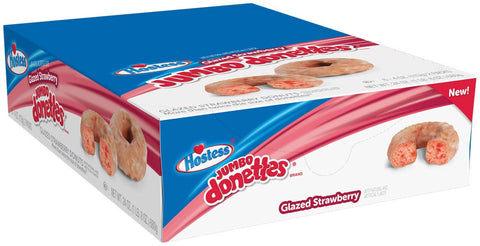 Hostess Glazed Strawberry Jumbo Donuts, 4 Ounce -- 36 per case.