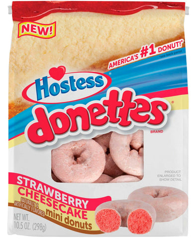 Hostess Strawberry Cheesecake Mini Donette, 10.5 Ounce Bag -- 6 per case