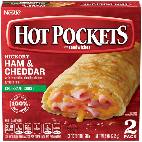 Nestle Hot Pockets Ham and Cheese Croissant Crust Sandwich, 9 Ounce -- 8 per case.