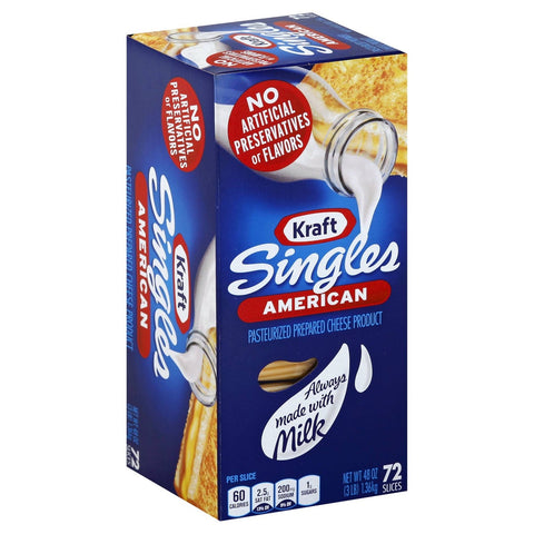 Kraft Singles American Sliced Cheese, 3 Pound -- 6 per case.