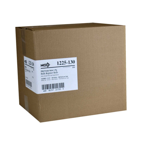 National Checking Company White Bond 1 Ply Register Roll, 2.25 inch -- 100 rolls per case.