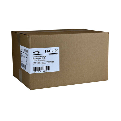 National Checking Company White Bond 1 Ply Register Roll, 44 Millimetre -- 100 rolls per case.