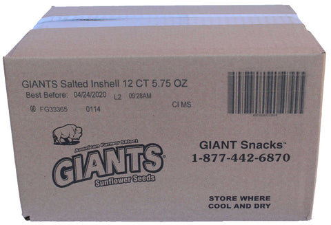 Giants Original Roasted and Salted Sunflower Seeds Snacks, 5.75 Ounce -- 12 per case