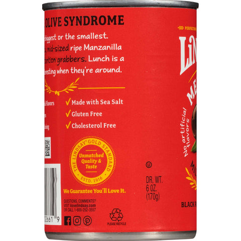 Lindsay Medium Pitted Ripe Black Olives, 6 ounce -- 24 per case